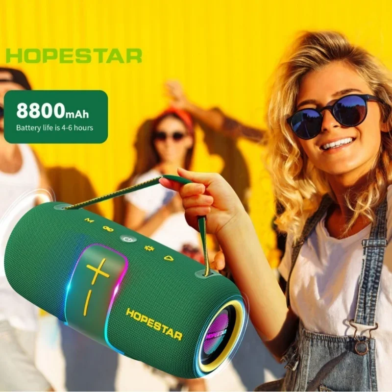 HOPESTAR H62 TWS Interconnected Outdoor Portable Waterproof RGB LED Hands Free Call IPX6 Waterproof Long lasting Battery Life