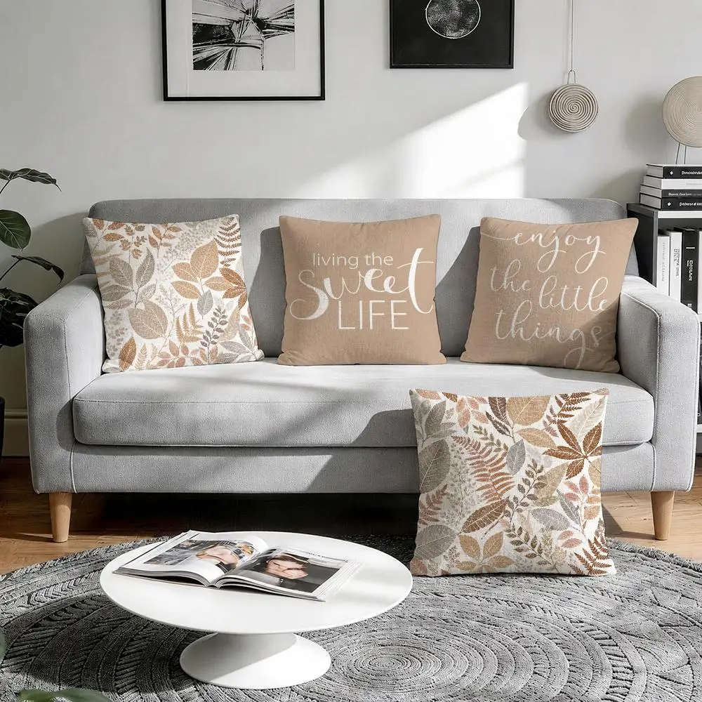 Wabi-sabi Bohemian Cushion Cover Natural Breathable Durable Linen Printed Decor Pillow Case Sofa Bedroom