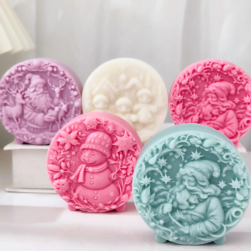 Winter hat snowman candle silicone mold, holiday elk gift ornament, cake chocolate decoration tool