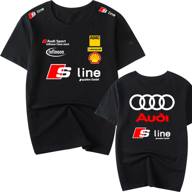 AUDI Infineon Team Joest Men's and Women's Casual Fashion High Quality Round Neck Cotton Short Sleeve T-shirt