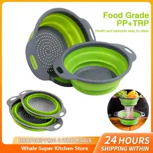 Escurridor plegable de silicona, cesta para lavar frutas y verduras, colador plegable, escurridor plegable, herramienta de almacenamiento de cocina