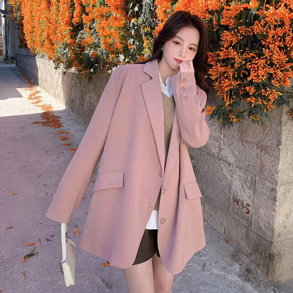 

2023 New Design Blazers Women Loose Casual Notched Collar Suit Jacket Spring Korean version Solid Color Fashion All-Match Coat