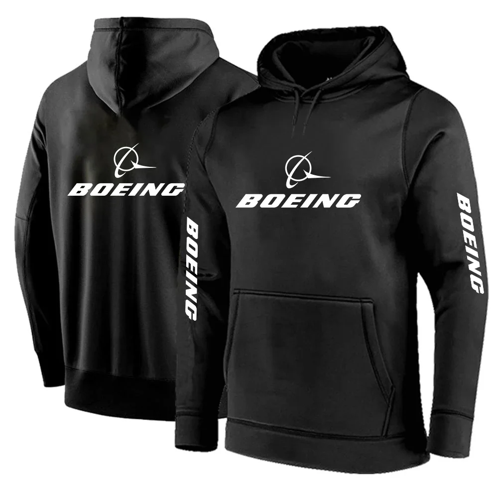 BOEING AEROPLANE 2024 Men's New Solid Color Hoodies Casual Harajuku Hooded Streetwear Fashion Sweatshirts Pullover Clothes Tops