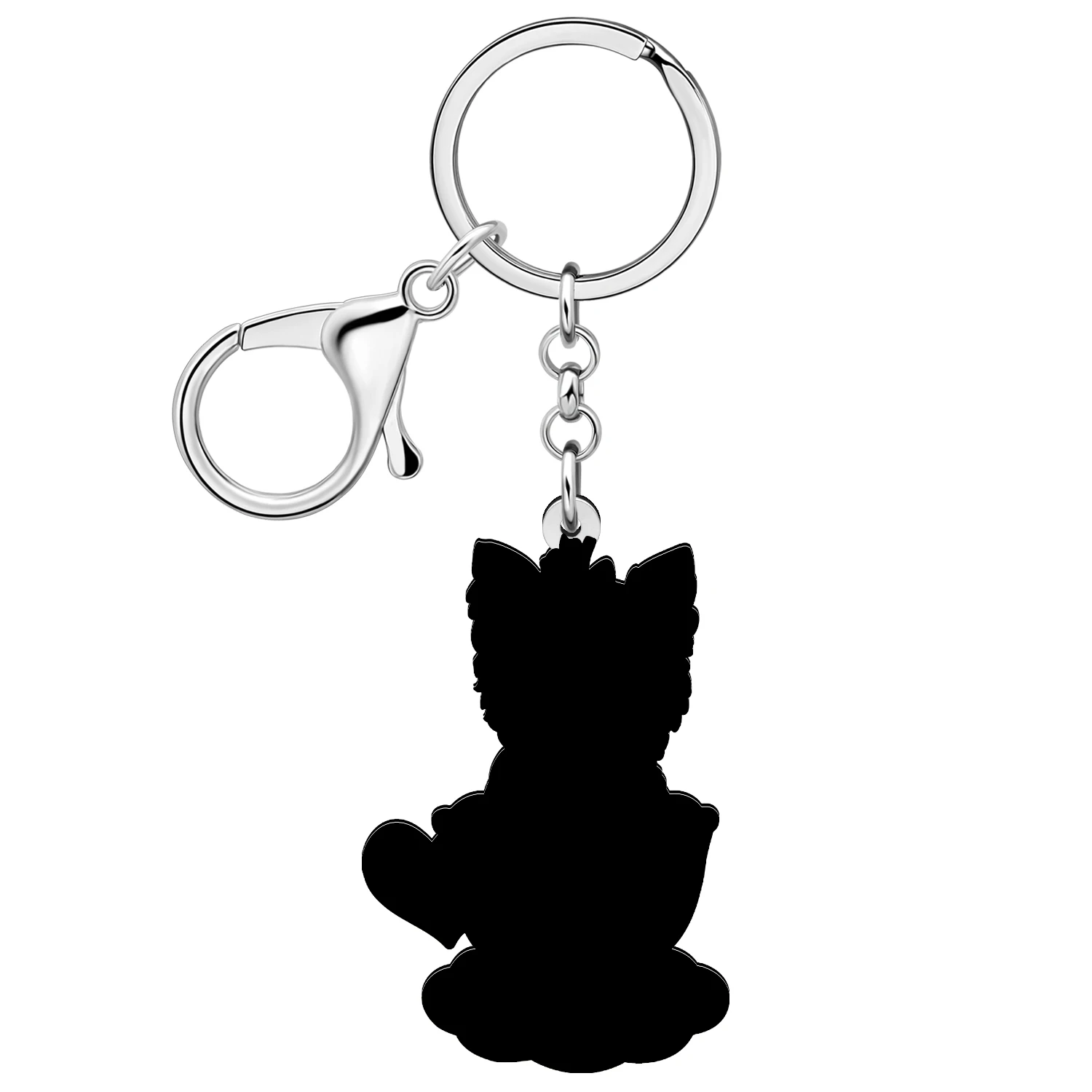 BONSNY Acrylic Cute Teacup Yorkshire Dog Puppy Purse Car Keychains Key Chain For Women Girls Kid Key Ring Gifts Accessories