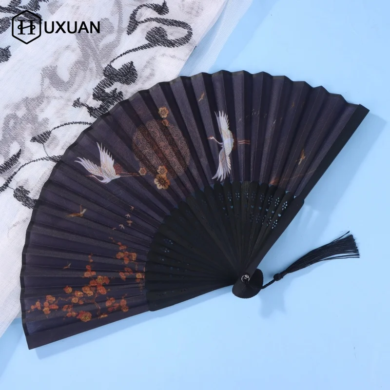 1Pc Folding Bamboo Fan Ancient Style Fan With Tassel Chinese Style Small Fan Dress Decoration Student Gift Fan