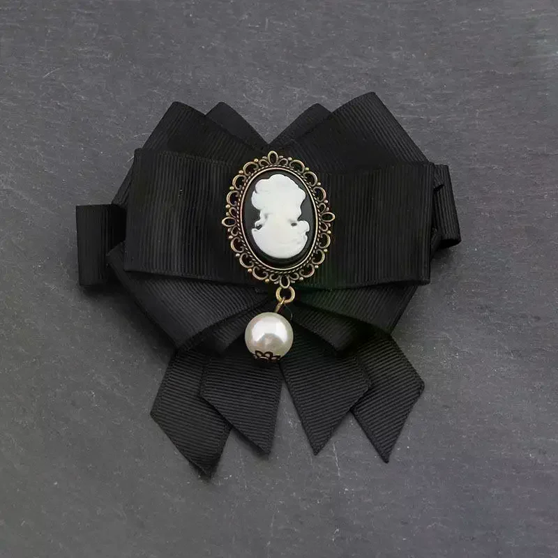 Retro Ribbon Bow Brooch Suit Shirt Collar Pin Mourning Brooch Female Clothing Corsage Clothes Decoration Accessories