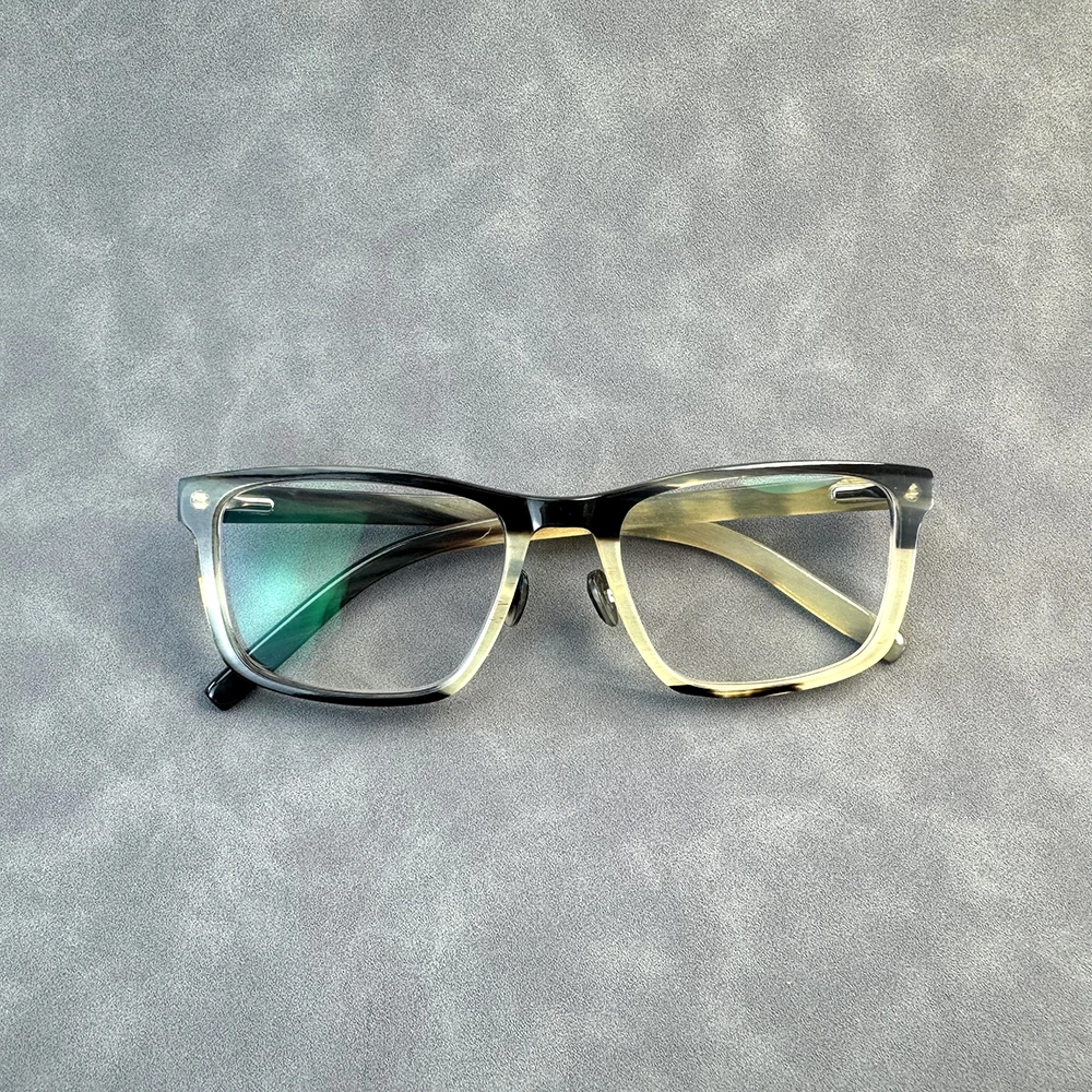 

Eyeglass Frames Unique Vintage Square Retro Handmade Natural Horn Reading Prescripton Man Glasses Frames Lenses Eyeglasses
