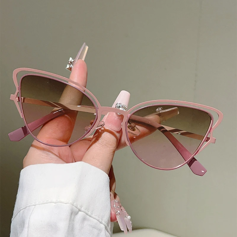 GM LUMIAS Butterfly Shaped Sunglasses Women Hollowed Rim Cat Eye Gradient Shades Trendy Vintage Luxury Brand Design Sun Glasses - view 3