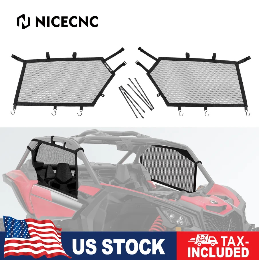 

NICECNC UTV New Window Net 2Pcs For Can-Am Maverick X3 R 4x4 XRS Max RR DS Turbo DPS 2017 2018 2019 2020 2021 2022 Accessories
