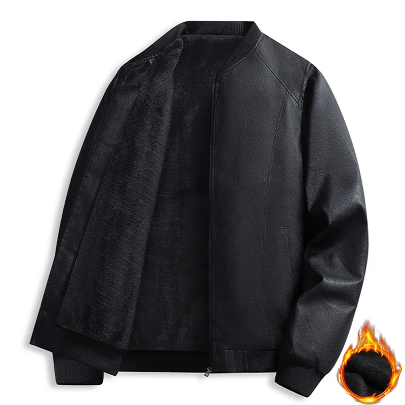 2025 جديد سميكة الدافئة الرجال سترة جلدية عادية في الهواء الطلق يندبروف معطف جلد سميكة الكلاسيكية بلون سترة ملابس رجالي