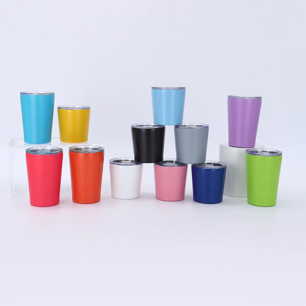 8oz/12oz milk cup outdoor portable mini pocket cup 304 stainless steel double-layer vacuum insulated cup with lid custom logo