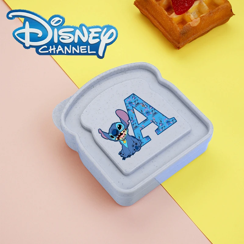

Disney Stitch Toast Storage Box with Lid Letter A-Z Bread Sandwich Container Lunch Bag Portable Food Organizer Reusable Kid Gift