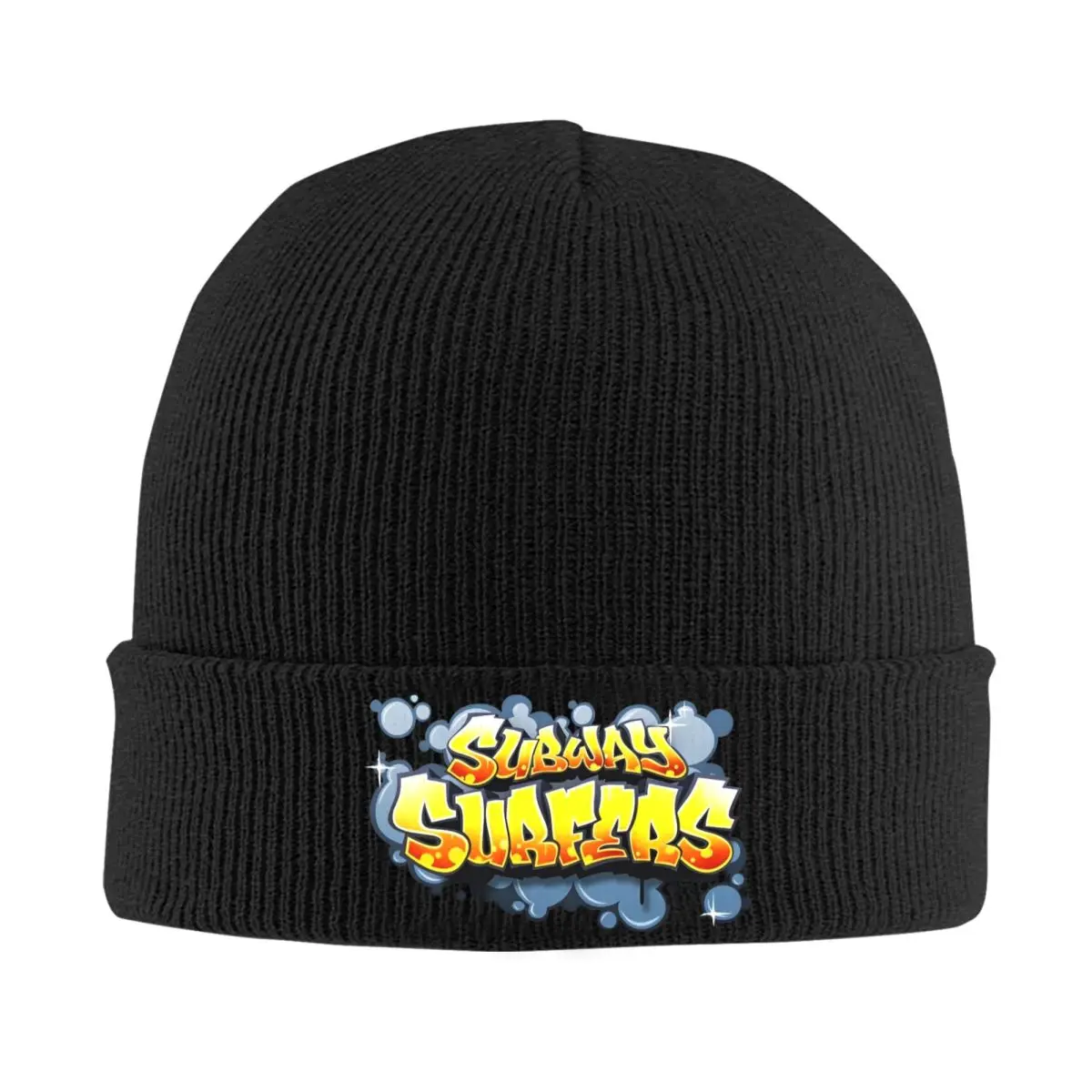Subway Surfers Beanie Hüte Videospiel Strickmütze Outdoor Sport Elastisch Unisex Erwachsene Kappen Herbst Muster Niedliche Motorhaube Hüte Geschenkidee