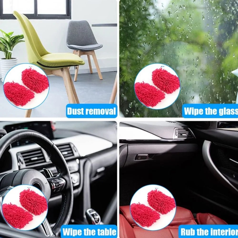 Thickened Chenille Car Washing Gloves Super Absorbent Soft Cleaning Towel Coral Color Microfiber Car Cleaning Gloves Auto Care