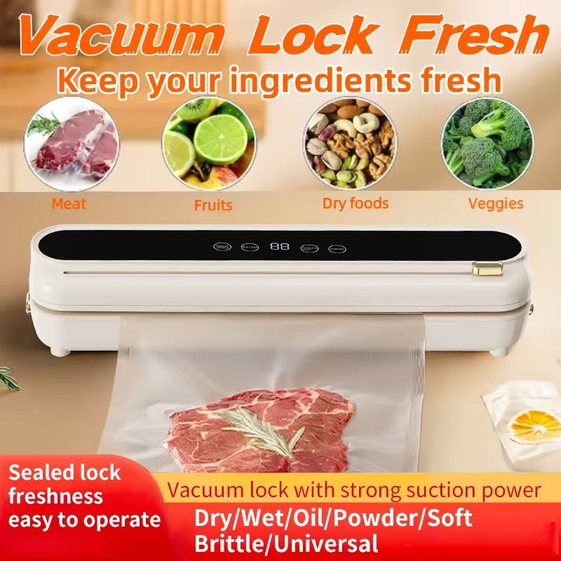 

Electric Vacuum Sealer Food Storage Seal Touch Button Dry/Wet Built-in Cutter Kitchen Food Sealing Vacuum packaging machine