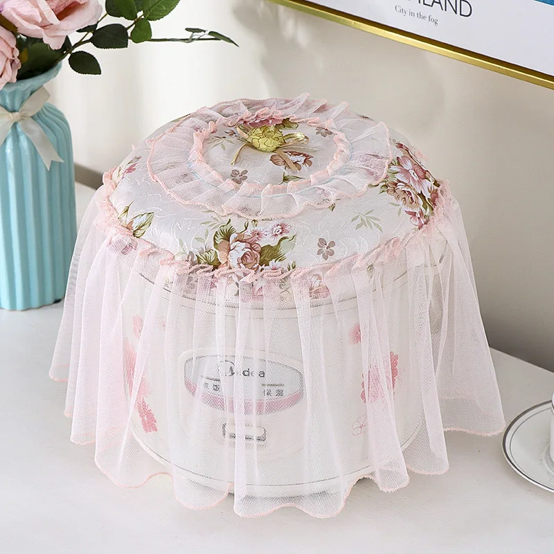 

Pastoral Embroidered Lace Dust Cover Universal Air Fryer Dust-Proof Appliances Electric Pressure Cooker Protector Kitchen Decor