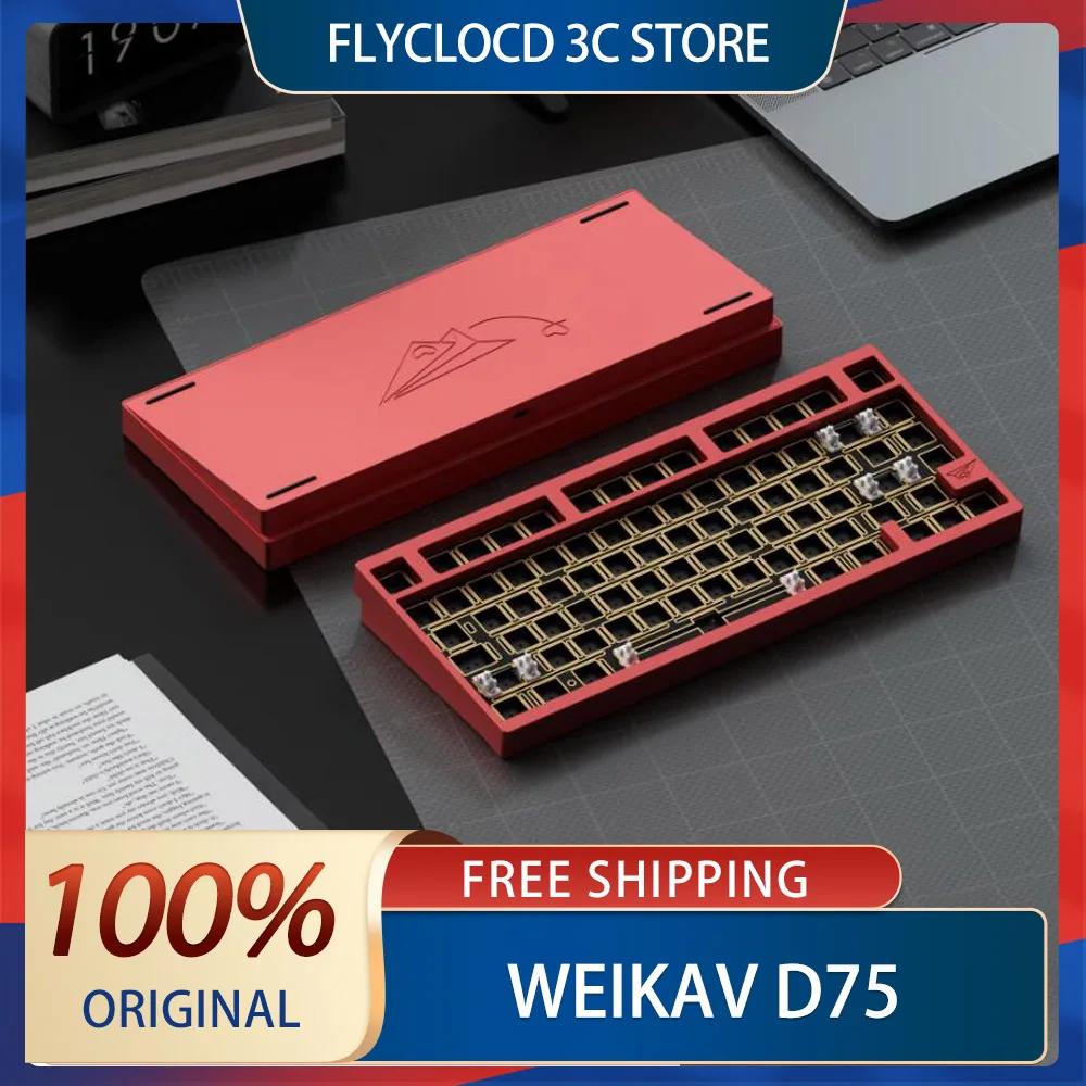 Weikav D75 Keyboard Kit Wireless Three ModeHot-Swap Aluminum Alloy Rgb Backlight Mechanical Keyboard Customized Support Qmk/Via