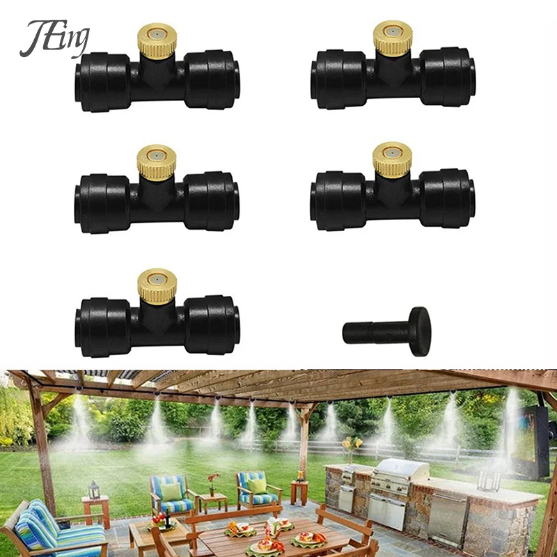 

10Pcs/Llot Misting Fog Nozzles With Quick Access Tee Connector Adapter Garden Lawn Landscaping Irrigation Sprayers Kit