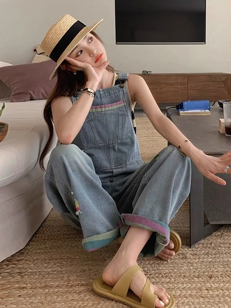 جمبسوت نسائي أنيق طويل وزرة قابلة للطي مطرزة بسحاب هاراجوكو رباط ضيق خاص مقسم كومة عادية