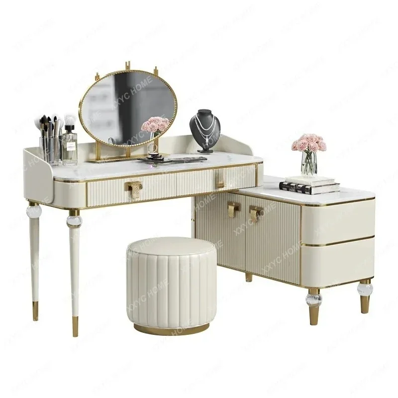 A  Light luxury dresser storage cabinet integrated bedroom custom marble post-modern L-shaped high-end makeup table