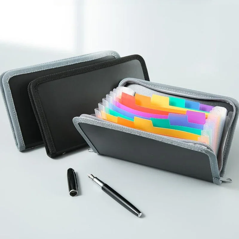 A6 Colorful Expanding File Folder Bag Wallet 13 Compartment File Pouch Bill Pouch Document Zipper Organizer Office Supplies