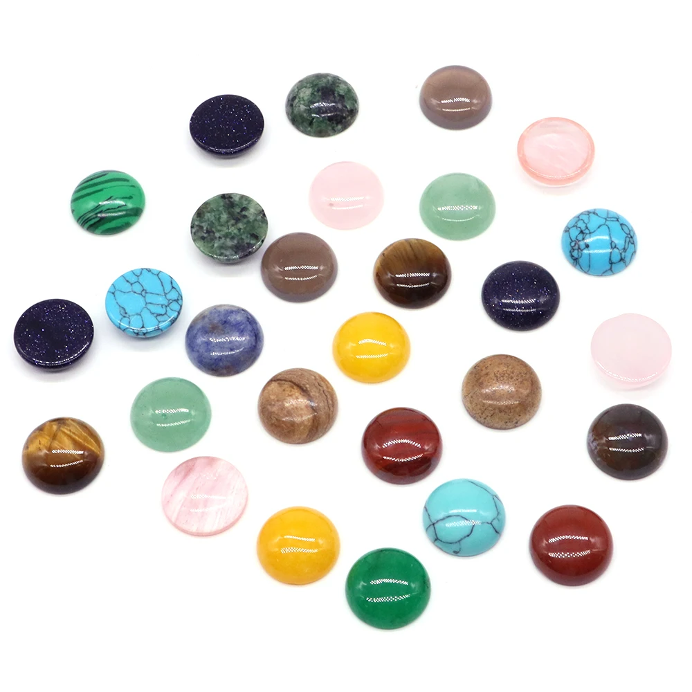 5pcs/Lot Natural Stone Cabochon Cameo Beads Round Onyx Amethysts Cabochons Loose Beads DIY Crafts Ring Necklace Pendant Bracelet