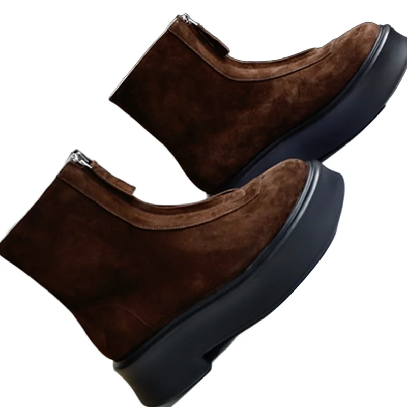 

Withered Minimalist Ankle Boots Women Autumn And Winter Women's Boots Front Zipper 5cm Thick-soled Boots Shoes Women