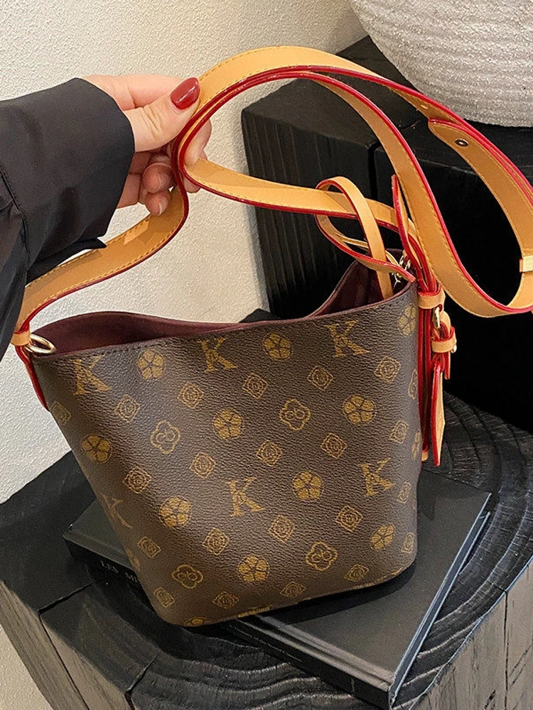 CITEX LV Boutique 2025 Nova Bolsa Fena de Luxo Vintage Estilo Saco Floral Versátil Casual em Couro PU io Tamanho ande
