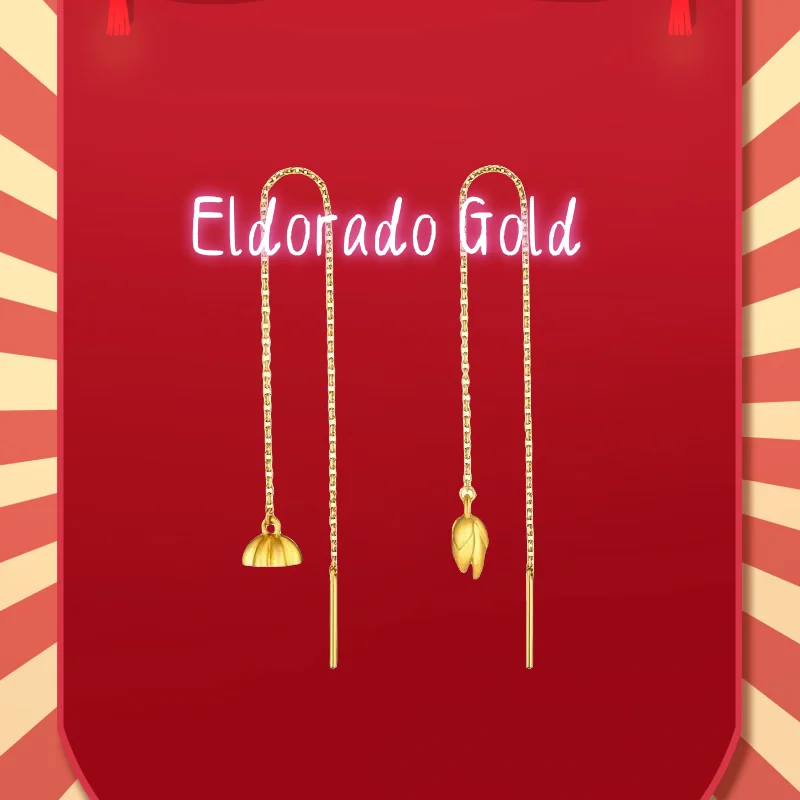 

2025 9999 Real Gold 24K Two Worlds Love Lotus Lotus National Style Earphone Lotus Earphone