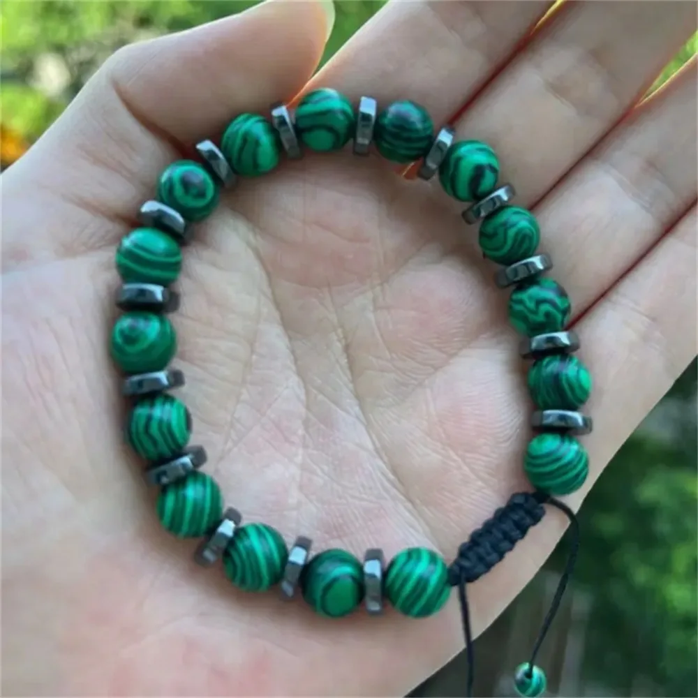 New Fashion Malachite Bracelet, Natural Stone Beads Bracelet, Valentine's Day Gift for Men and Women