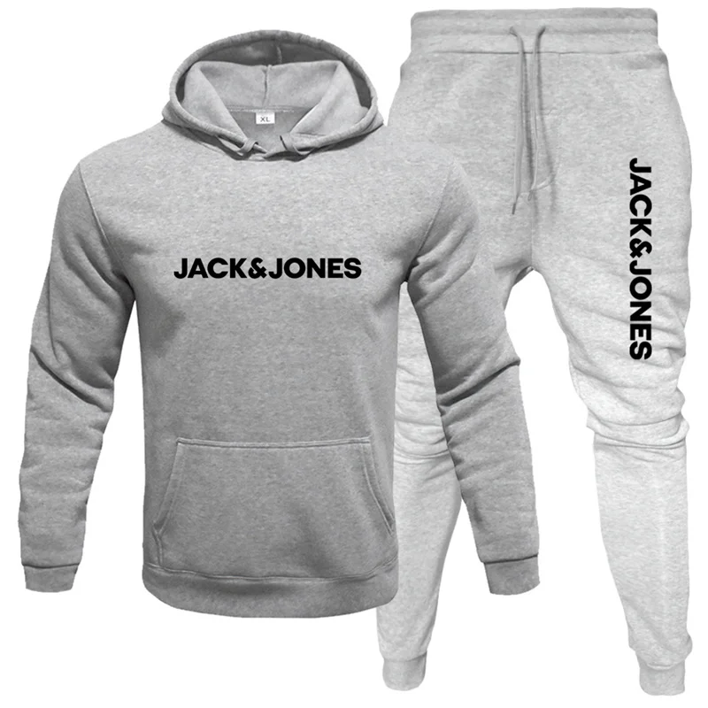 Jack e Jones Męski Bluza z kapturem Sportowe Moda Lana Dwuczęciowy Zestaw z kapturem