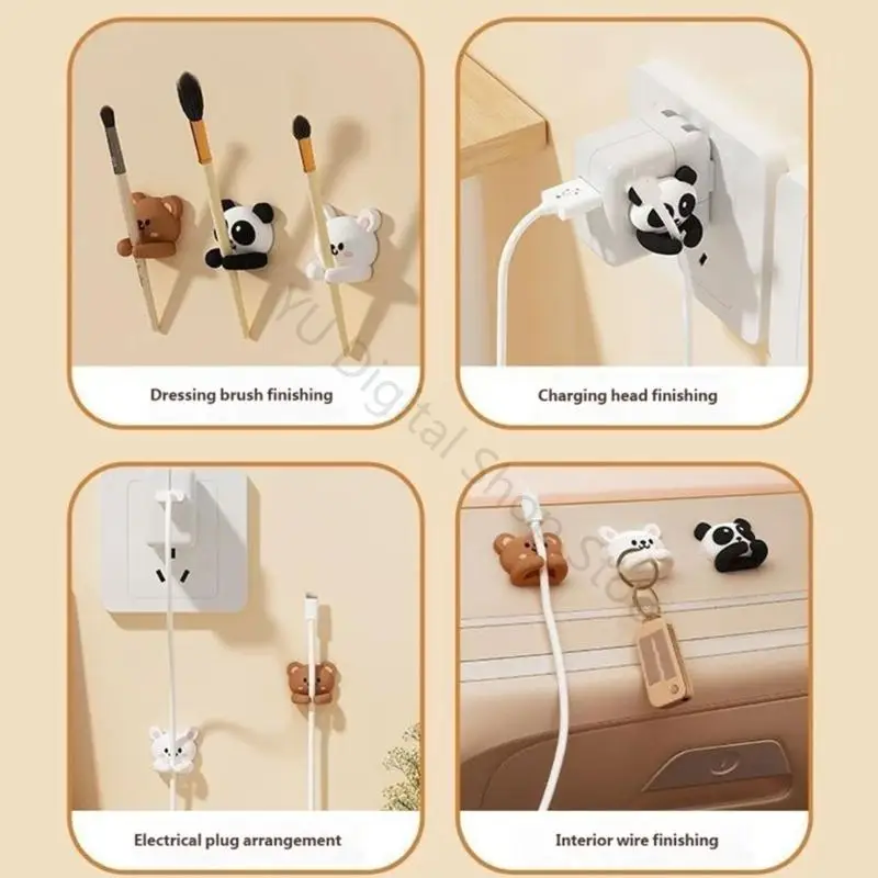 96BA Adhesive Cord Holder Organizers Clips for Small Cables, Cartoon Design