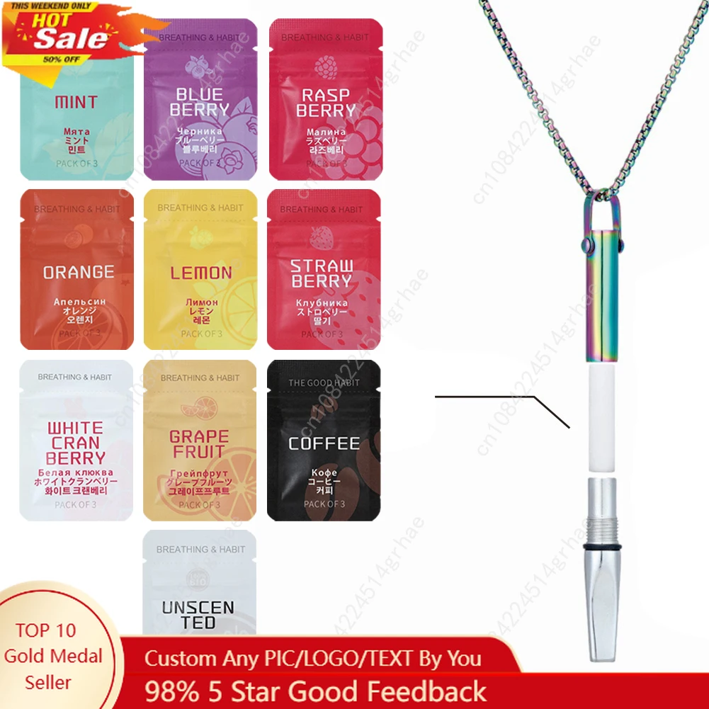 

Aromatherapy Cotton Core Quit Smoking Fruit Flavors Decompression Cotton Filter or Stress Anxiety Necklace Breathing Tool