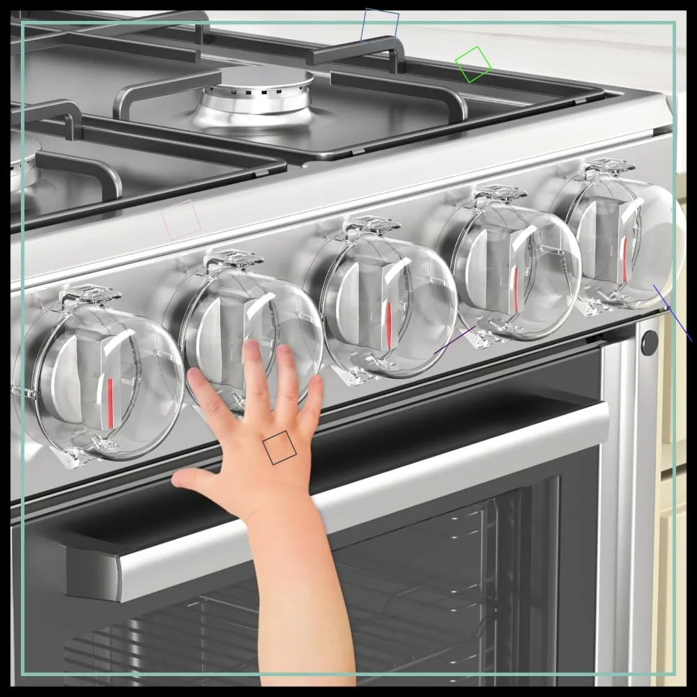 

Child Safety Stove Knob Covers - 5 Pack, Strong Adhesive, Dual Design for Gas & Oven Knobs, Baby & Pet Proof