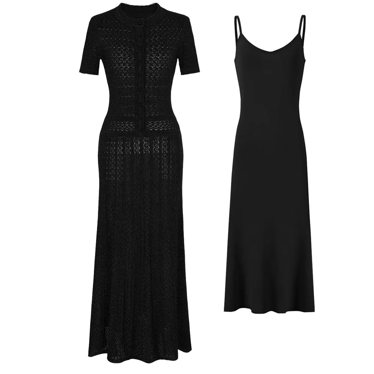 Personalizado de alta qualidade seda brilhante elegante malha slim fit vestido longo de manga curta para mulheres em estoque da Nanyou