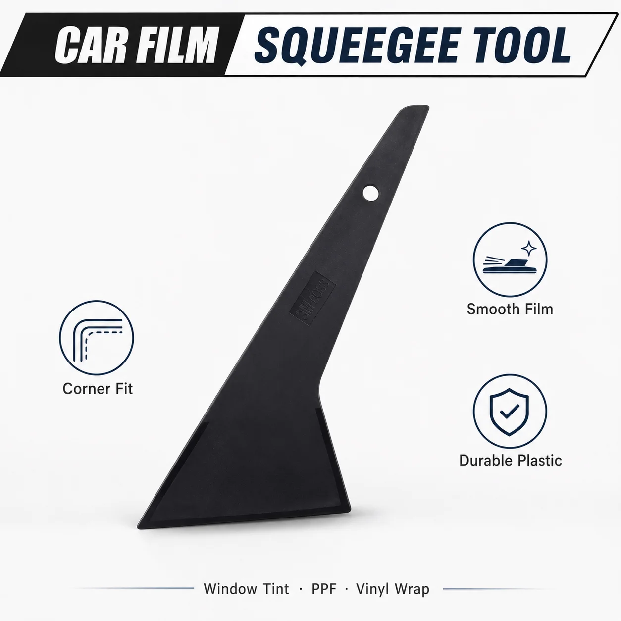 Black Oblique Triangle Plastic Squeegee Car Wrap Tool Vinyl Wrap PPF Window Tint Scraper Bubble Remover Edge Applicator 1Pc