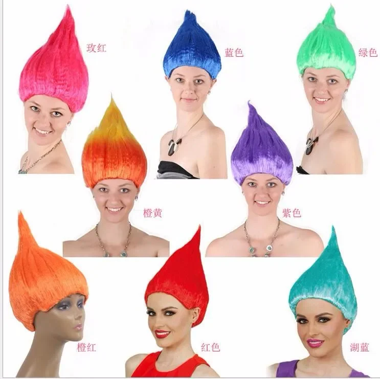 

Trolls Wig for Kids Adults Pink Green Purple Orange Costume Cosplay Party Supplies Party Cosplay Wig 8 Colors In Stock Wholesale