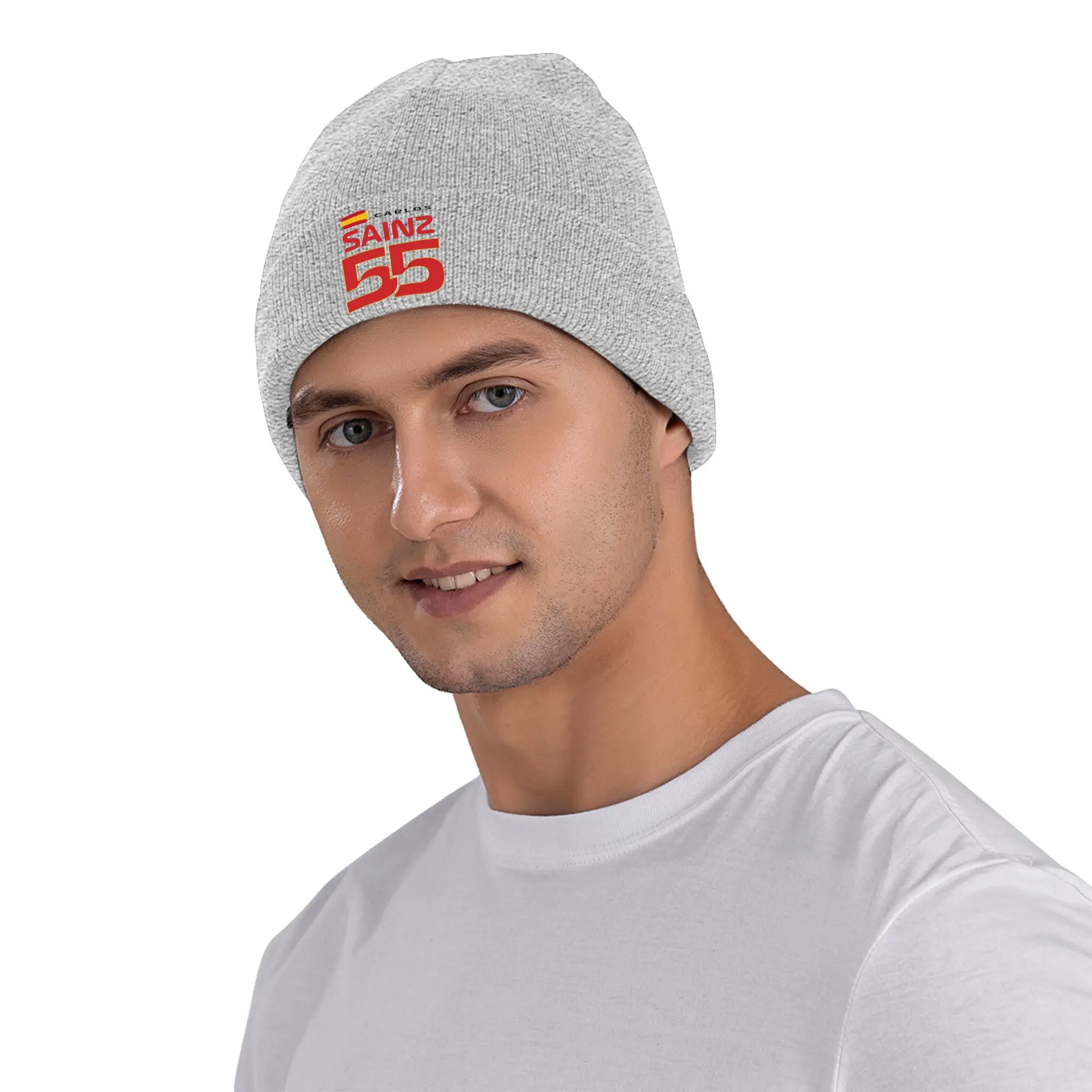 رسم توقيع كارلوس ساينز جونيور F1 - قبعة محبوكة دافئة داكنة للشتاء قبعة بونيه Skullies Beanies قبعات هيب هوب للجنسين
