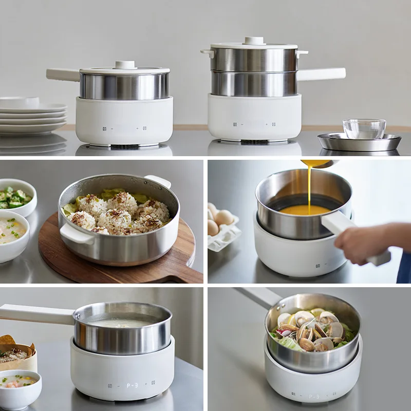 0-Coating Stainless Steel Electric Cooker, Detachable Non-Stick Free Healthy Hot Pot with 2.5L Capacity,Multi-Function Electric image 4