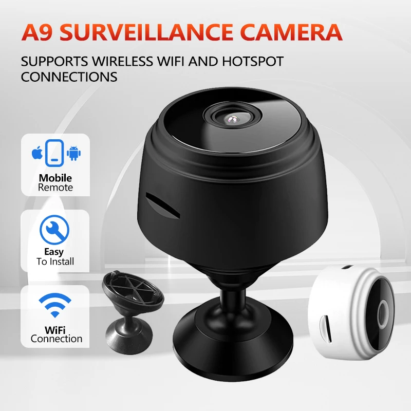 A9 Mini Smart Home-camera - Draadloze HD-videobewaking WiFi-beveiliging met bewaking op afstand Mini DV Cam Recorder