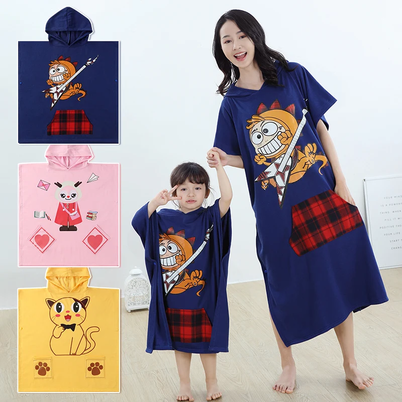 

Kids Hooded Towel Cotton Absorbent Poncho Towel for Baby Shower, Children's Bathrobe, Boys Girls Wearable Swim Beach Bath Towels
