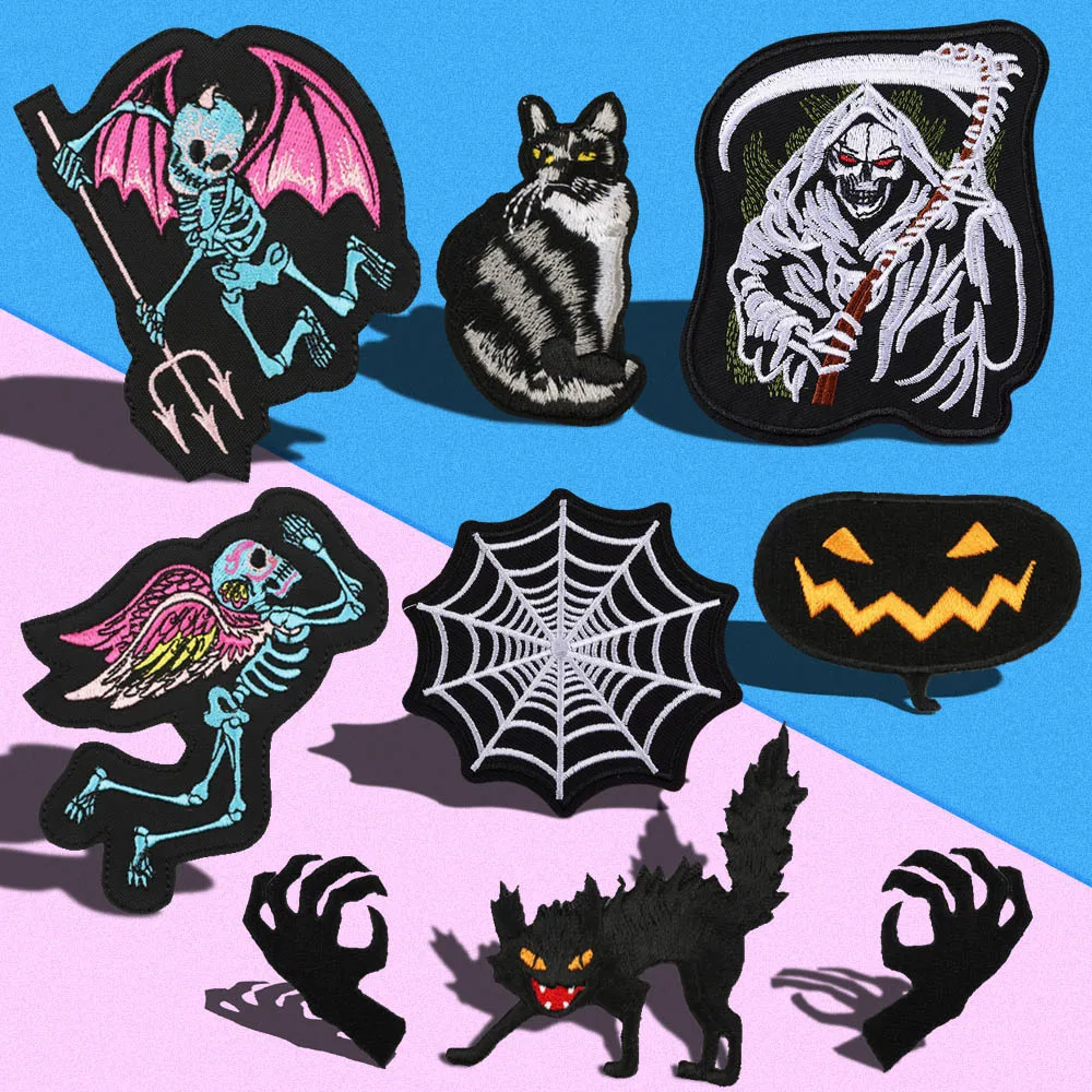 Devil Angel,devil Pumpkin,Ghost Hand Iron On Clothes Spider Web Patches For Jeans Clothes Embroidery Clothing Accessories