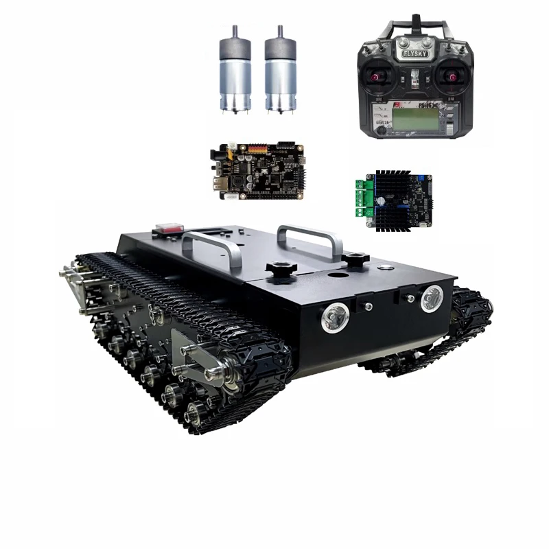 20-30kg Load RC Tank Chassis Metal Track DC Motor Shock Absorption Robotic Car for STM32 Programmable Robot Tank with FS Handle