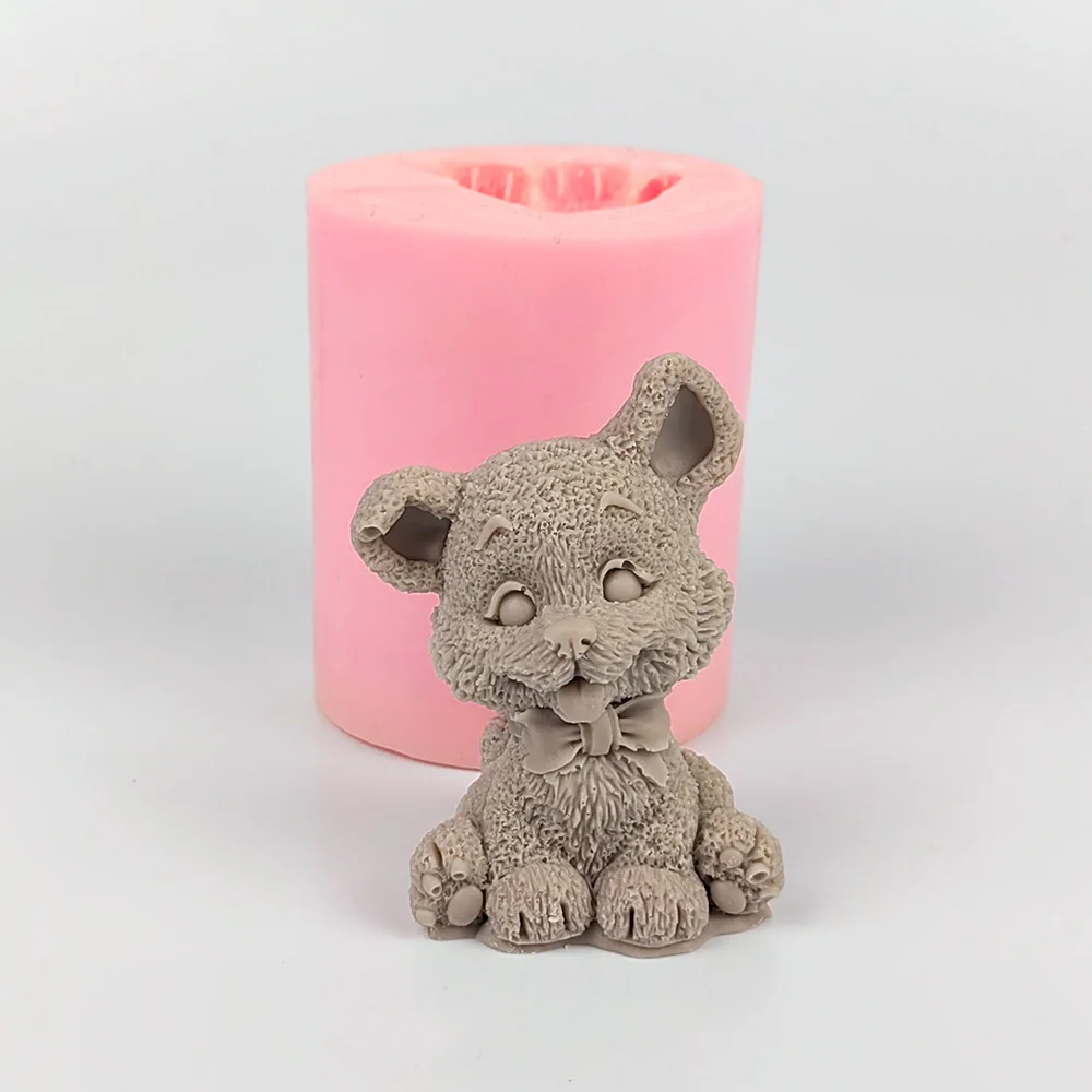 

DW0421 PRZY Animals Moulds Silicone Sitting Bowtie Dog Candle Mold 3D Cute Puppy Soap Molds Wedding Birthday Valentine's Mould