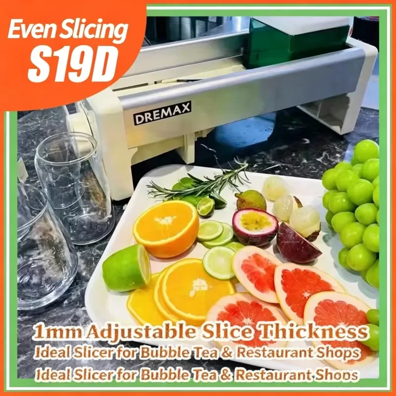 Portable manual lemon slicer S19D, adjustable thickness fruit and vegetable cutter, suitable for the catering industry