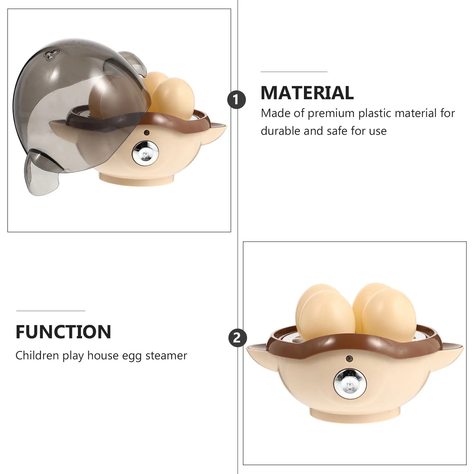 

1Pcs Kitchen Simulation Egg Steamer Khaki Educational Multi-Function Cooking Playset for Kids Parent Interaction