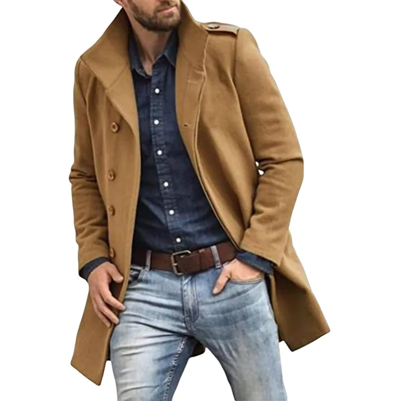 

Woolen Men's Coat Autumn and Winter New Products Fashionable Versatile Thickened Coat Multi-color Multi-size Top