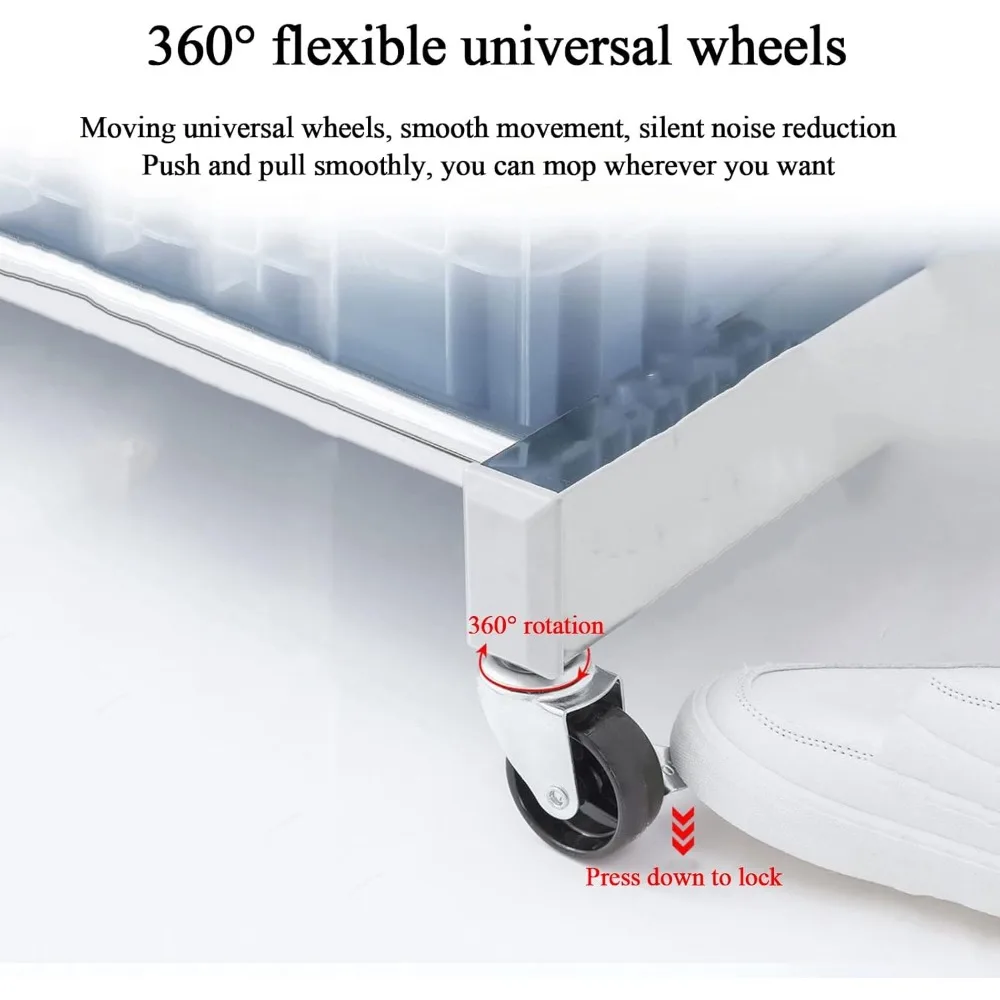 حامل ممسحة مكنسة قائم على الأرض مع تخزين عربة أدوات التنظيف ورف تصريف الممسحة المبللة لتنظيم أدوات الحدائق