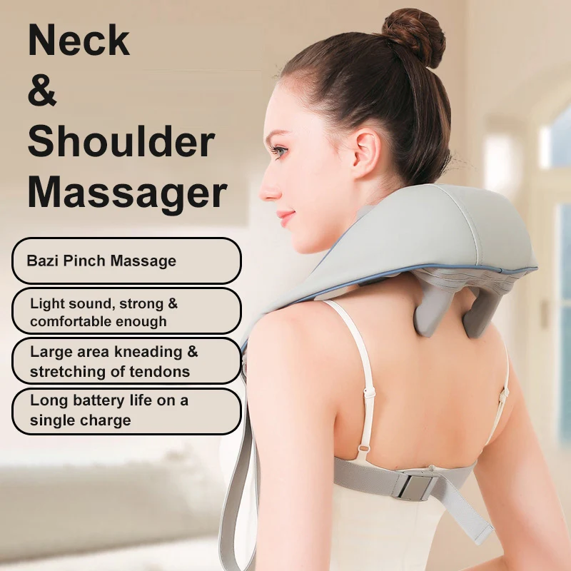 New Trending Massage Product Car and Home Electric Kneading Shiatsu Back Neck Shoulder Massager Hot Compress Vibration Massager