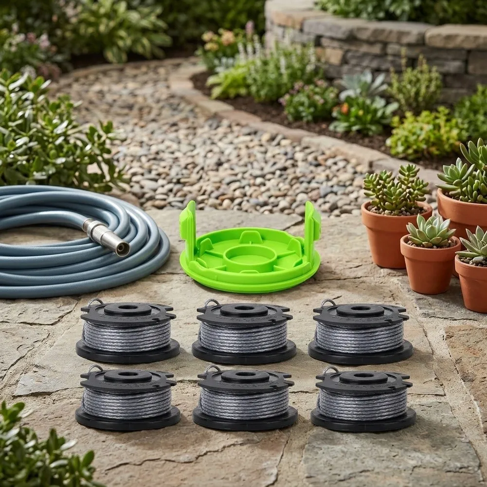 2026 Compatible With Greenworks- 0.065 Inch String Trimmer Spools 6 Pack Plus Cover Quick Load- Replacement For Yard Garden Care